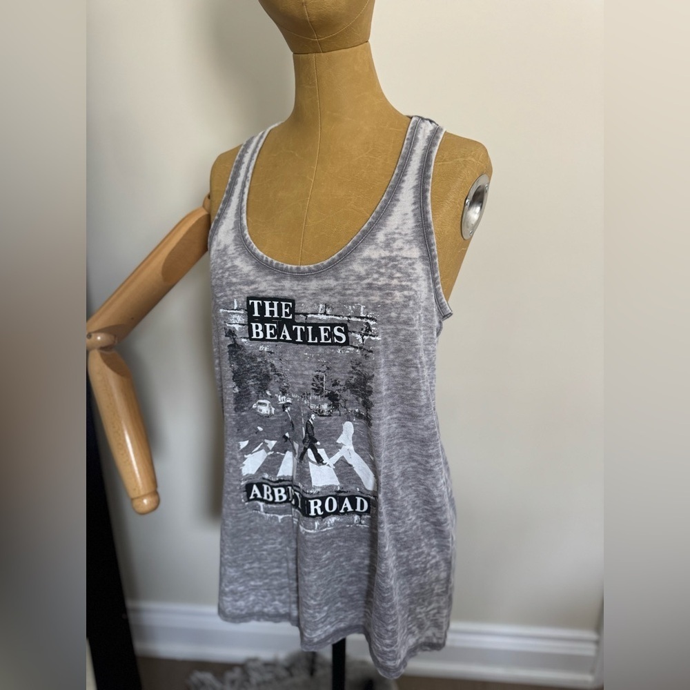 THE BEATLES ABBEY ROAD Apple Cotton Blend Gray Tank Top (M)